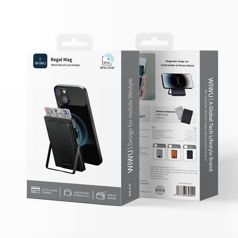 WiWU MW6 Regal Mag Metal Stand Card Holder, Ash Gray