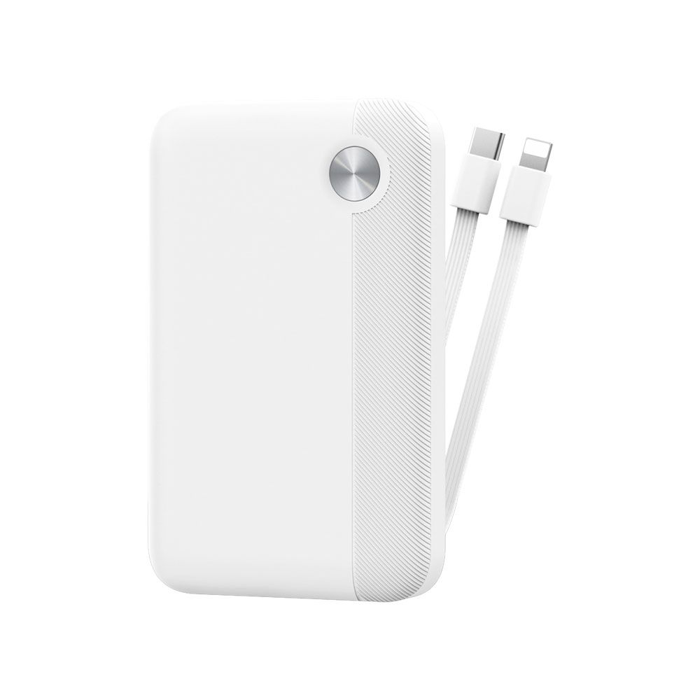 WiWU P060 Endurance Built-in Dual Cable P.Bank 10,000mAh, White