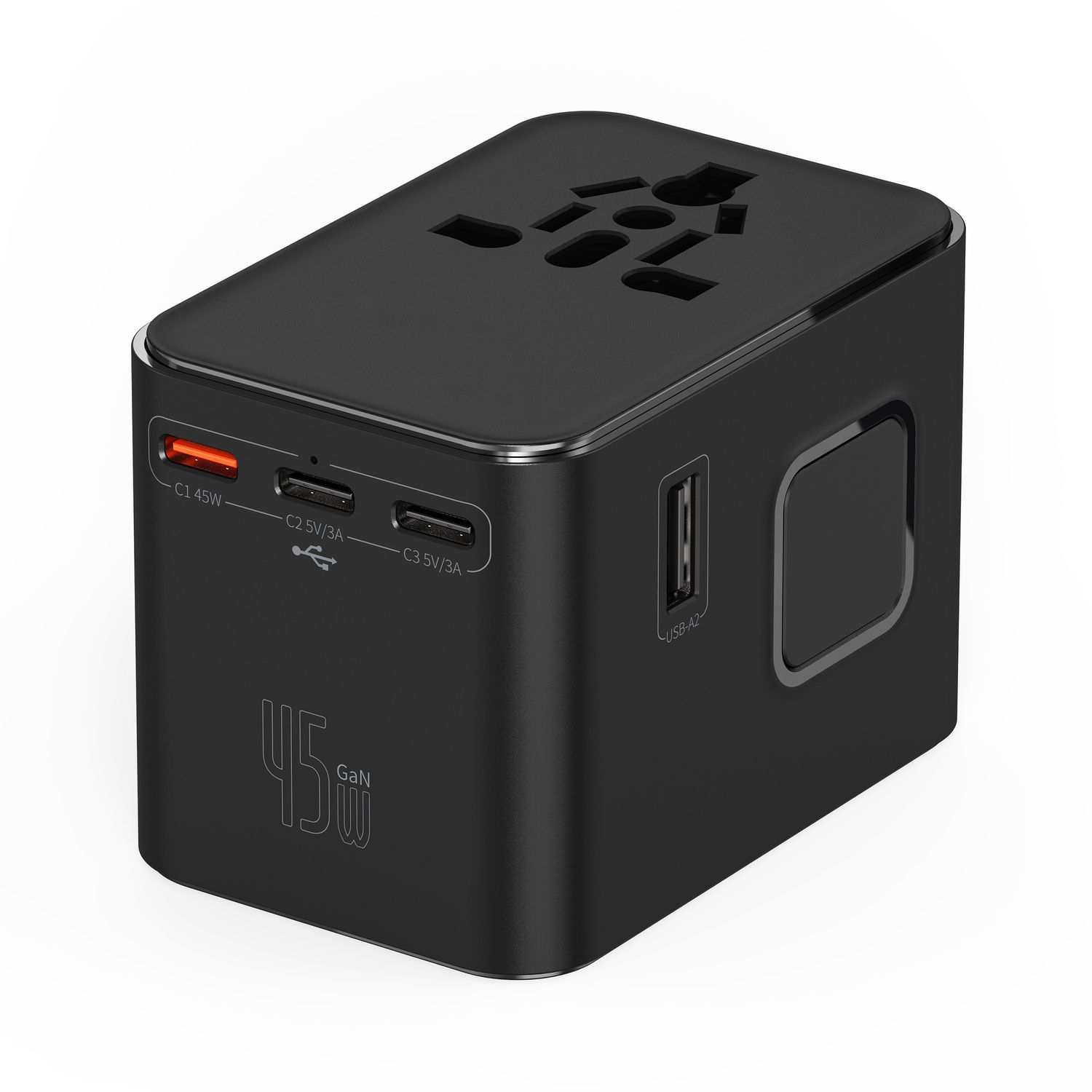 WiWU Wi-UA006 45W GaN Universal Plug Adapter, Black