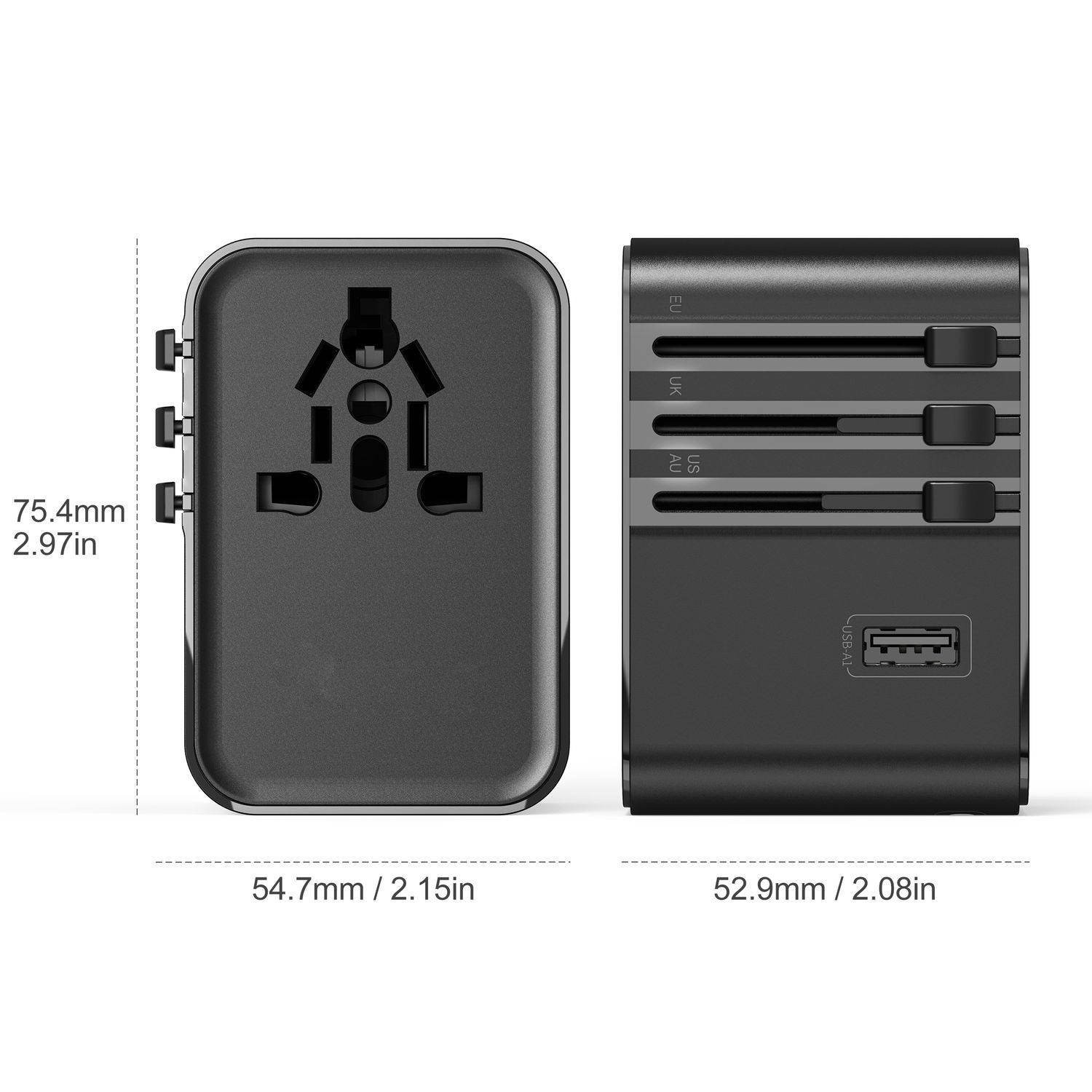 WiWU Wi-UA006 45W GaN Universal Plug Adapter, Black