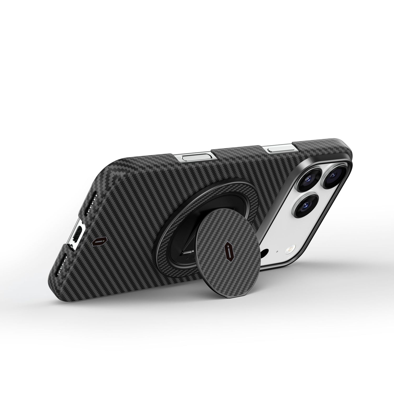 WiWU MW8 Aramid Fiber 360 Rotation Magnetic Ring Holder, Black