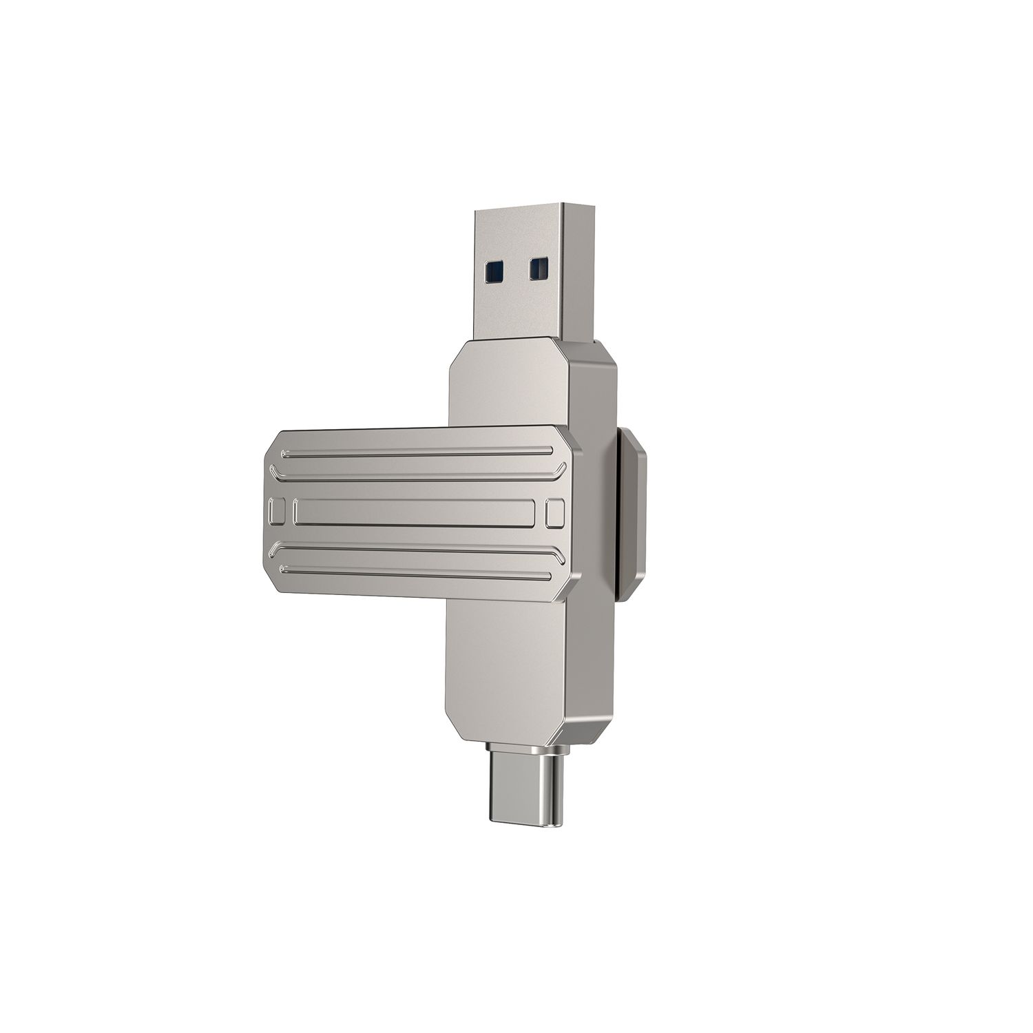 WiWU FD003 2 in 1 USB 3.2 Flash Drive 256GB, Silver