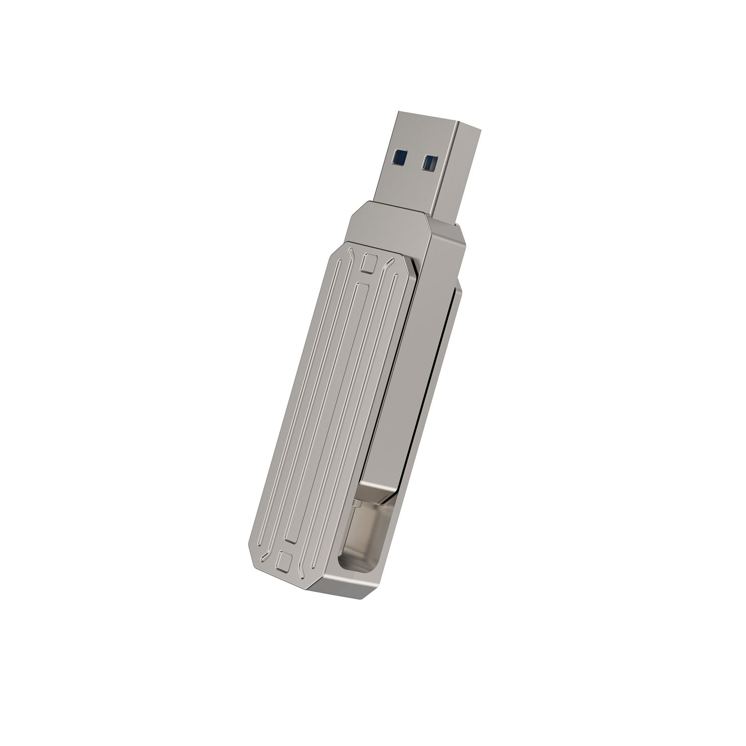 WiWU FD003 2 in 1 USB 3.2 Flash Drive 256GB, Silver