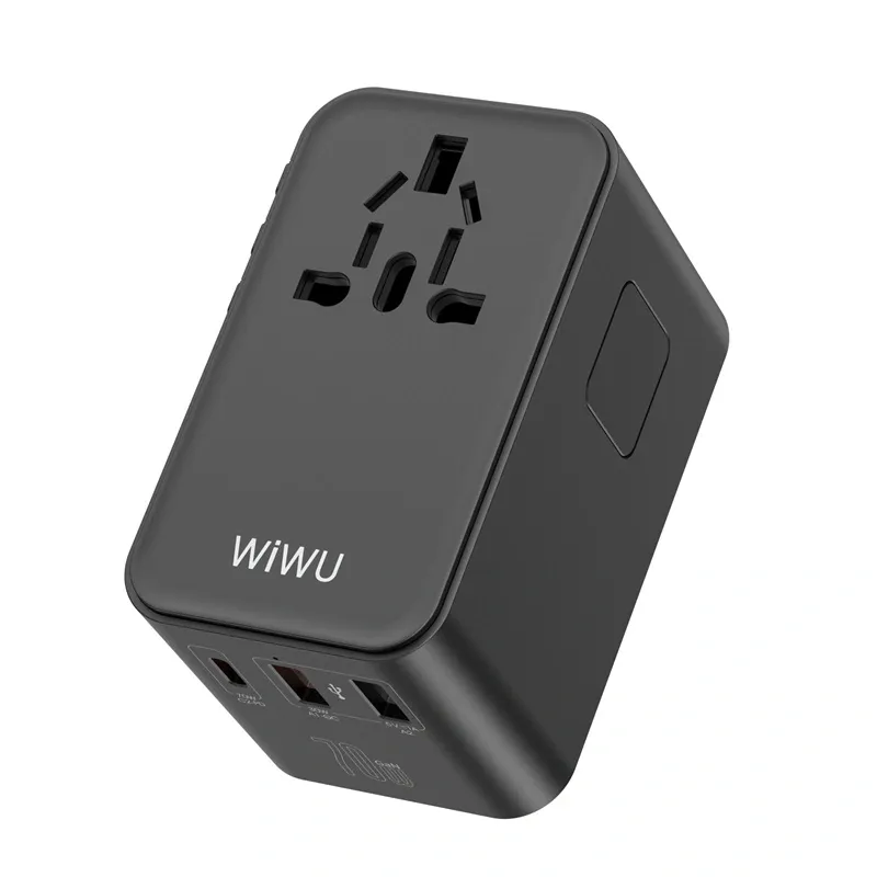 WiWU Wi-UA004 70W GaN Universal Plug Adapter, Black