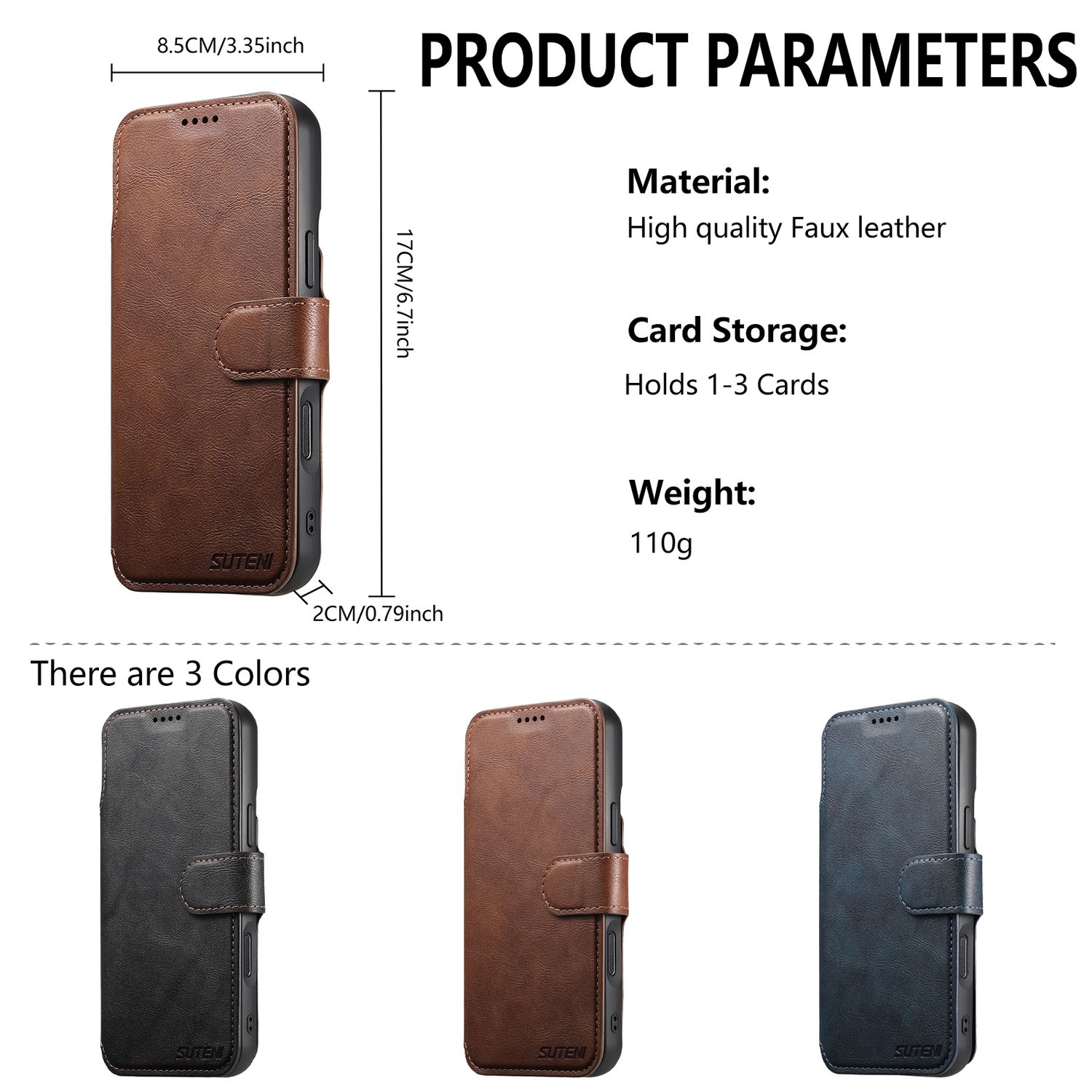 KDS iPhone 15 Pro Q5 Flip Case, Brown