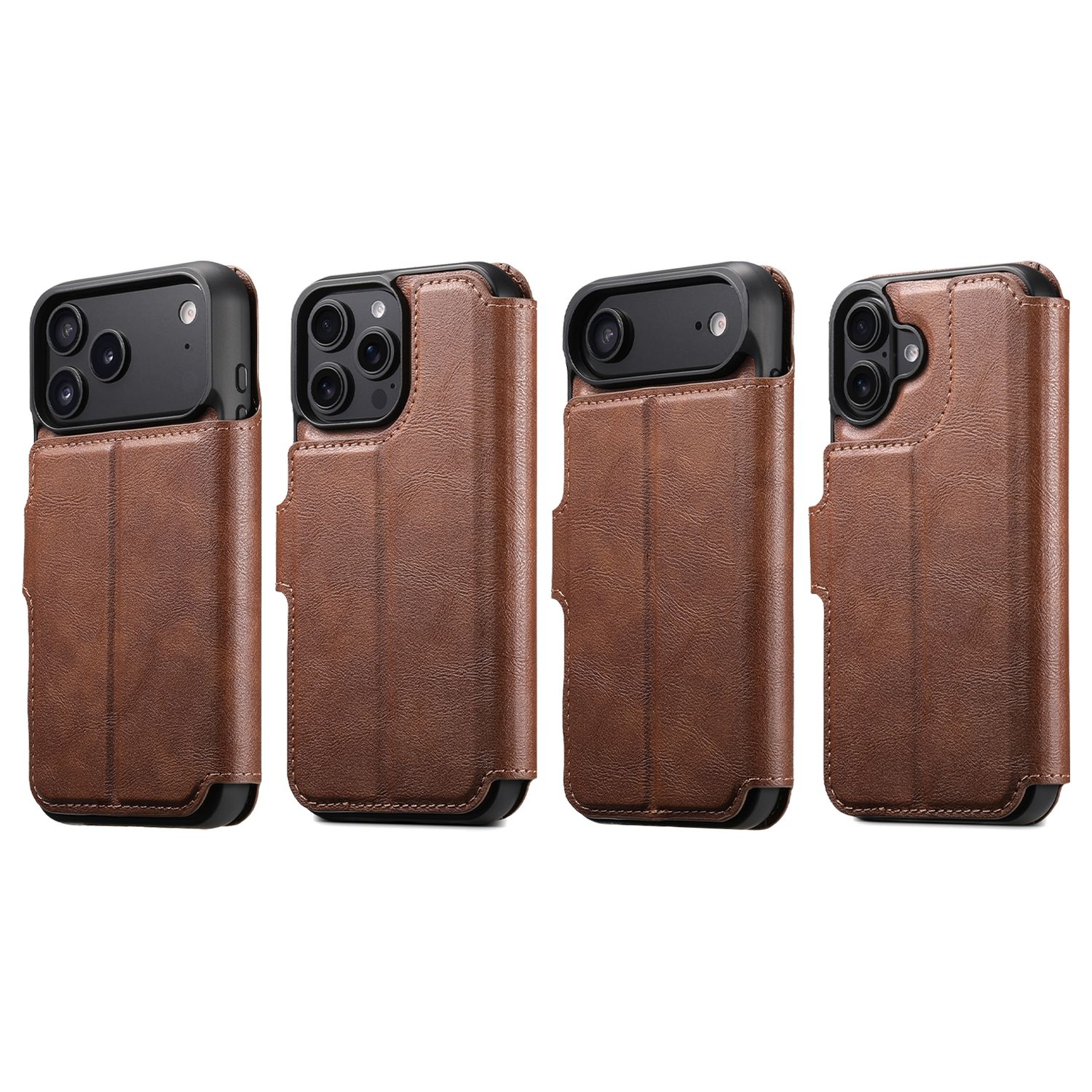 KDS iPhone 15 Pro Max Q5 Flip Case, Brown