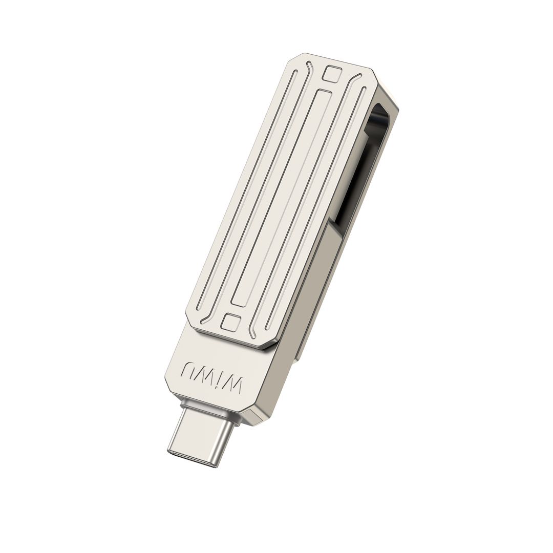 WiWU FD001 3 in 1 USB 3.0 Flash Drive 64GB, Silver