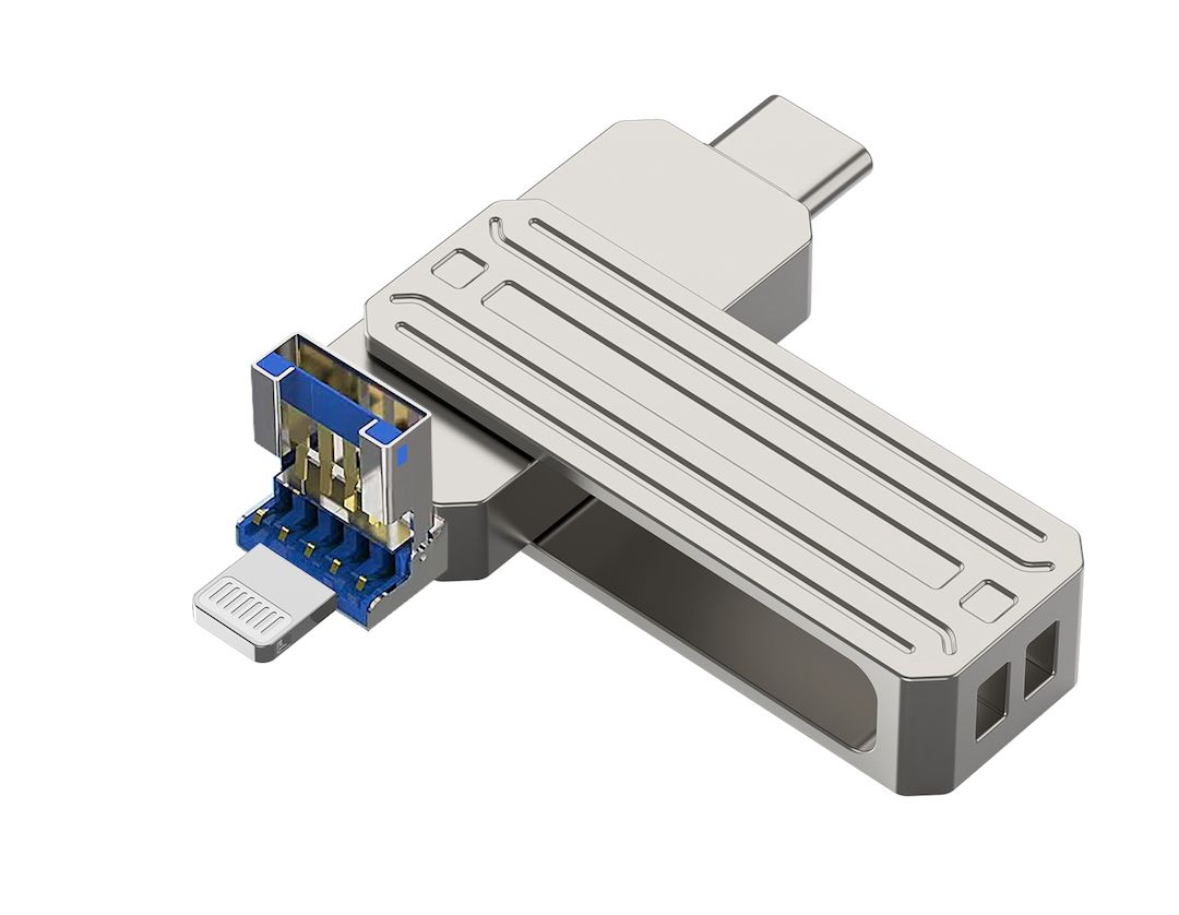 WiWU FD001 3 in 1 USB 3.0 Flash Drive 64GB, Silver