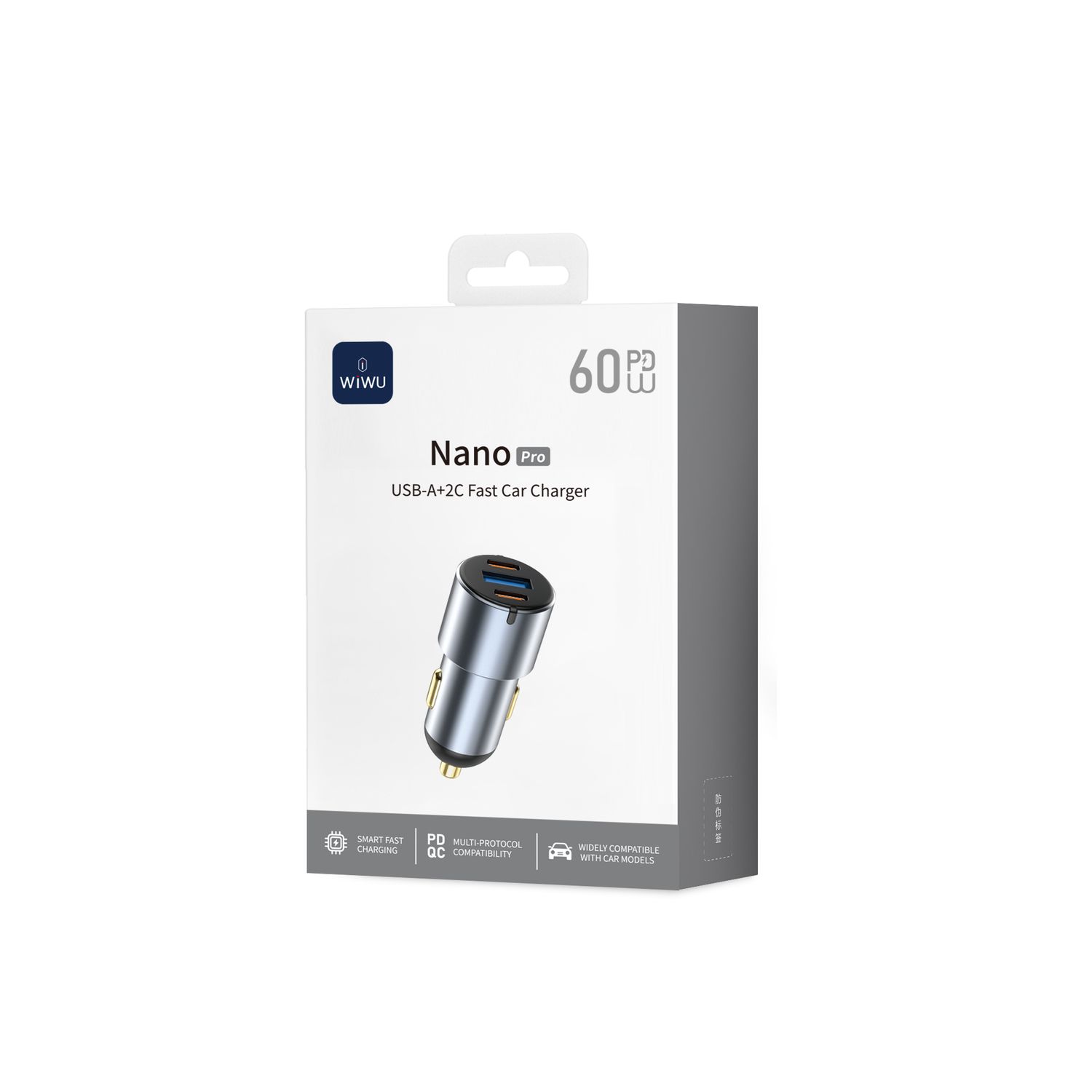 WiWU CC32 Nano Pro 1A2C Car Charger 60W, Grey