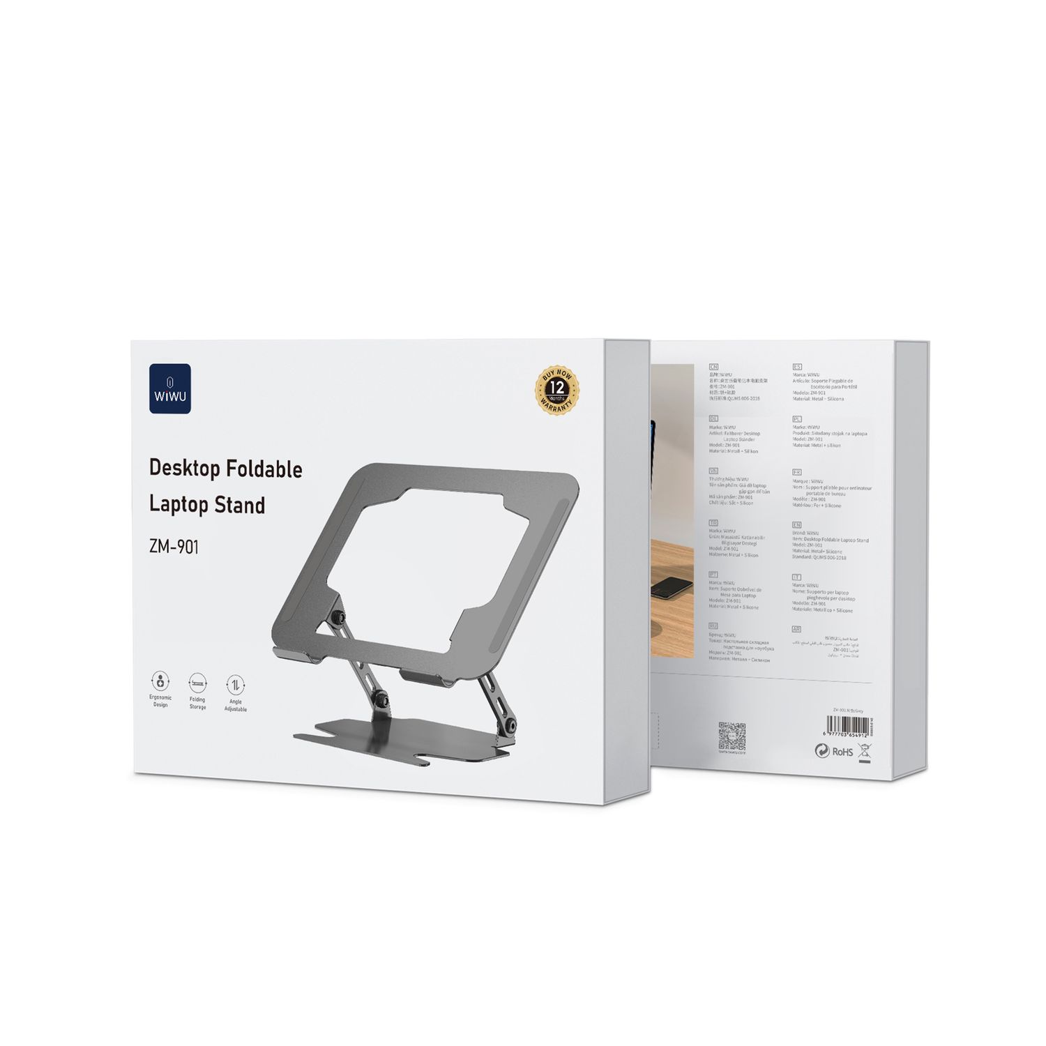 WiWU ZM901 Desktop Foldable Laptop Stand, Grey