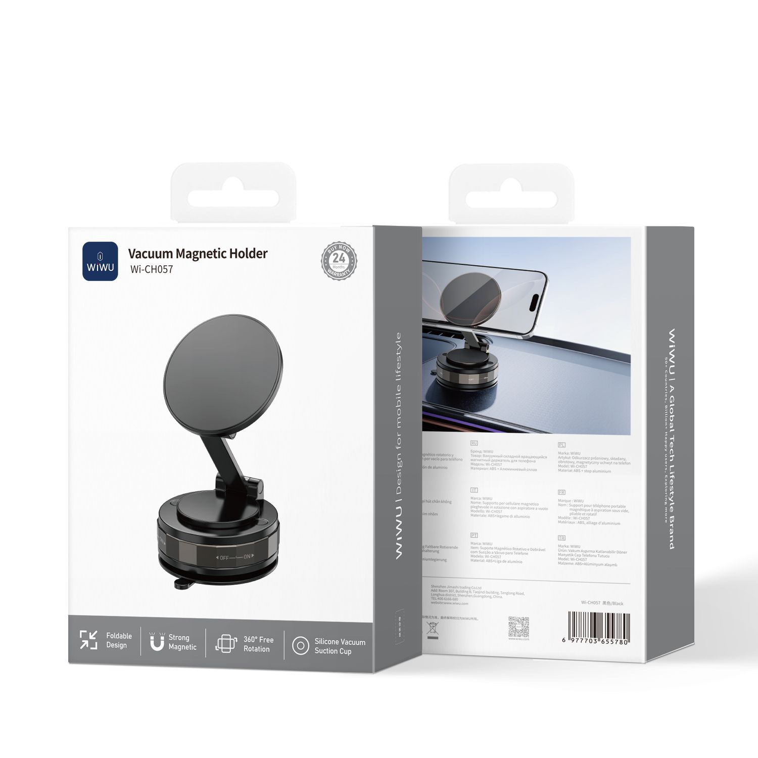 WiWU CH057 Vacuum Magnetic Car Holder, Black