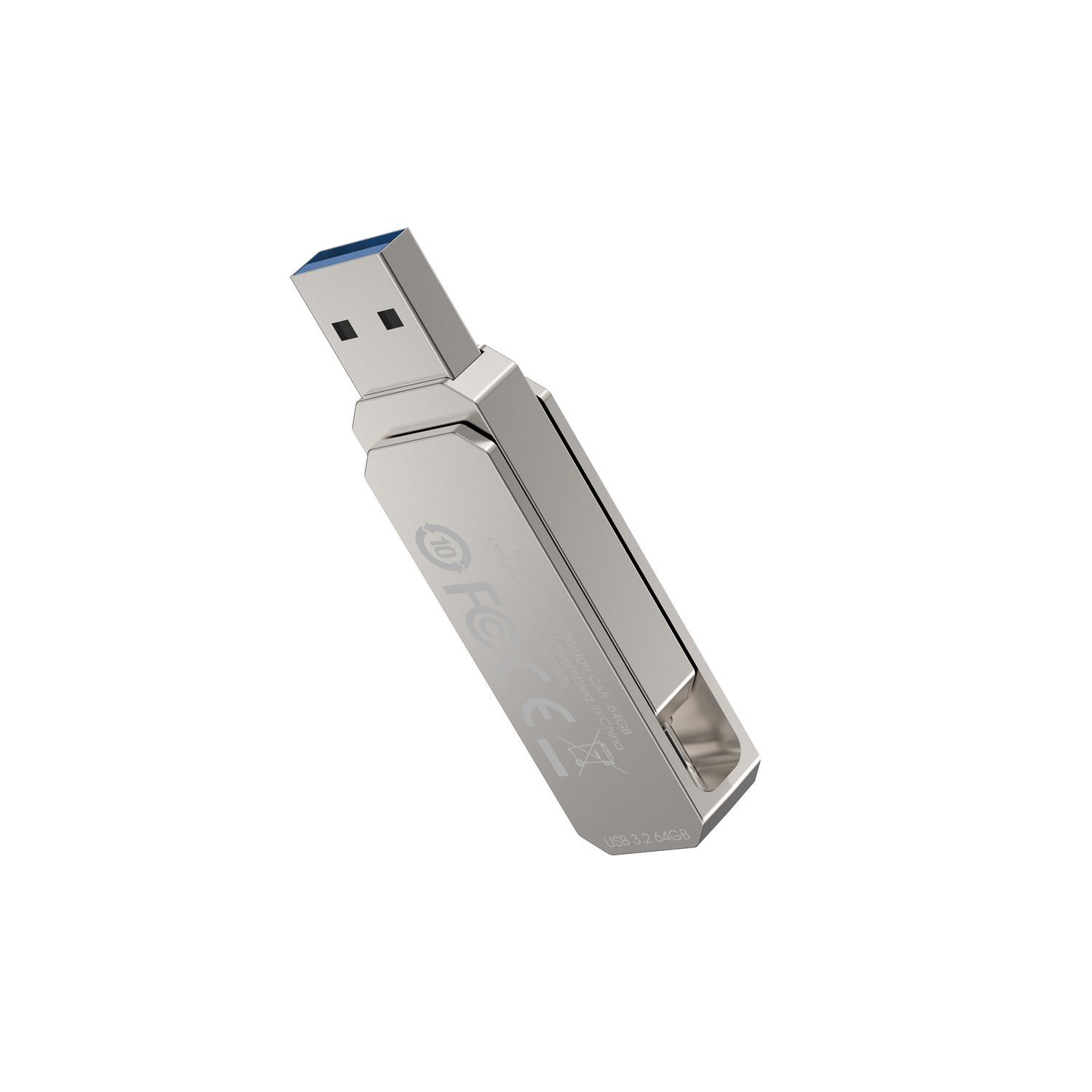 WiWU FD003 2 in 1 USB 3.2 Flash Drive 64GB, Silver