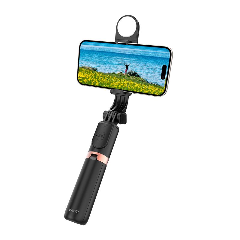 WiWU SE011 Bluetooth Selfie Stick w/Light , Black