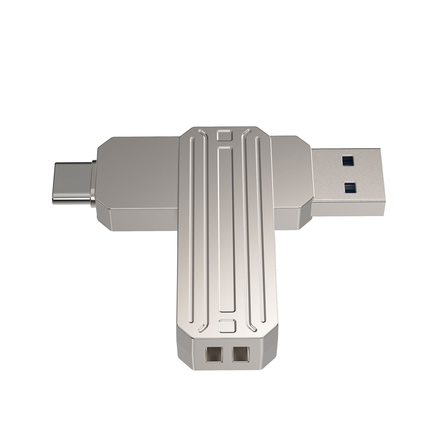 WiWU FD003 2 in 1 USB 3.2 Flash Drive 64GB, Silver