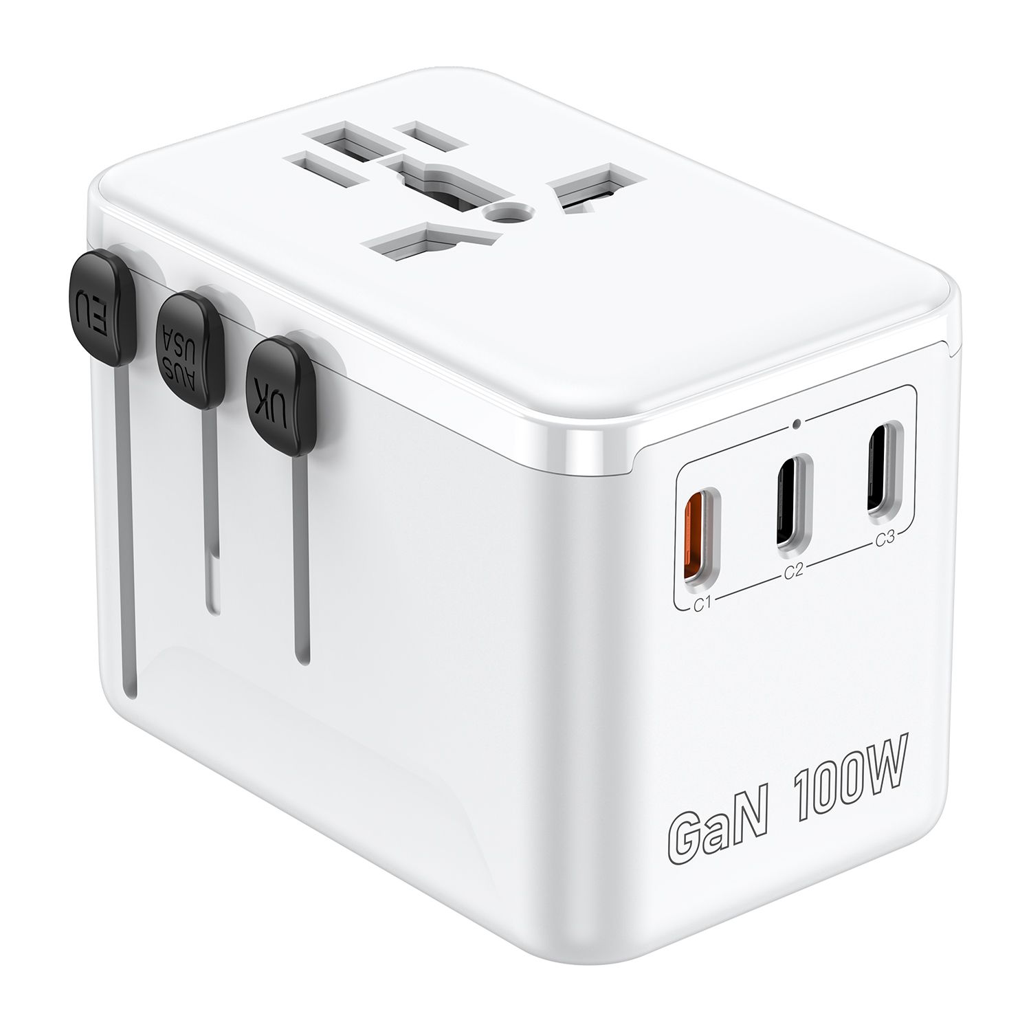 TDG Universal Travel Adapter, USB-Cx3/USB-Ax1, 100W