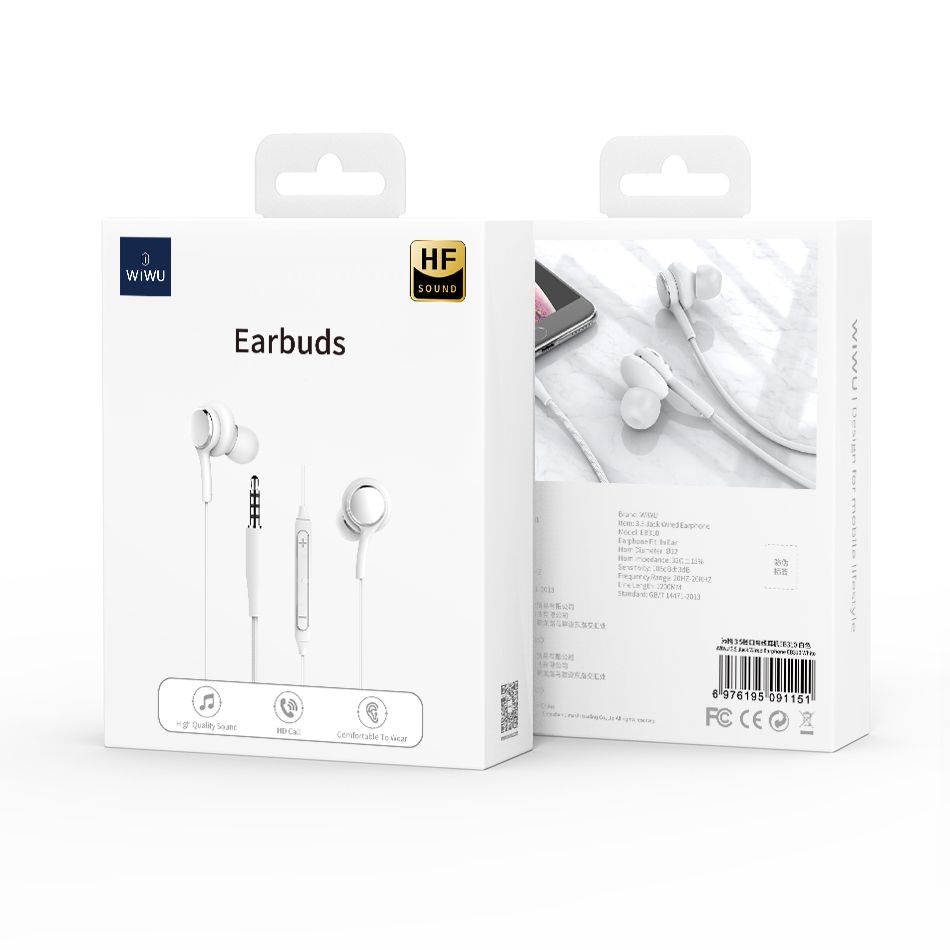 WiWU EB310 3.5mm Jack Wired Earphone, White