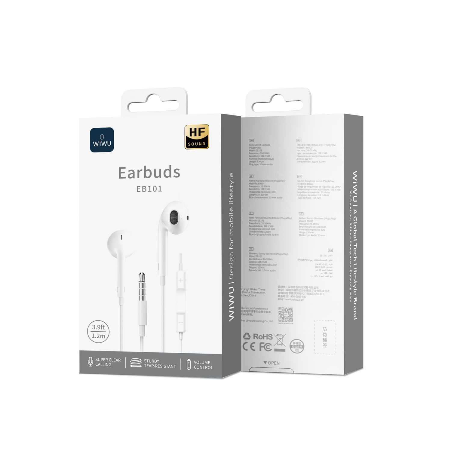 WiWU Earbuds 101 3.5mm Audio Jack, White