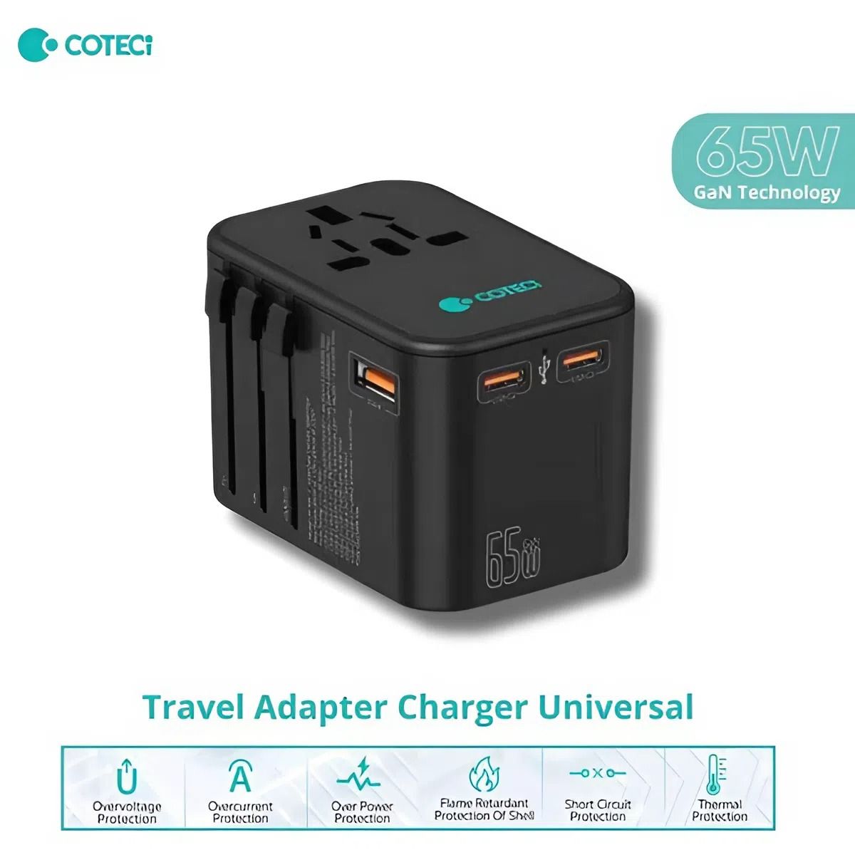 Coteci GaN Universal Travel Charger 65W