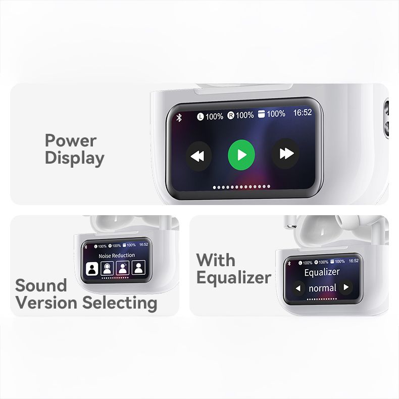 Yesido TWS29 HD LCD Touch Control Wireless Earbuds, White