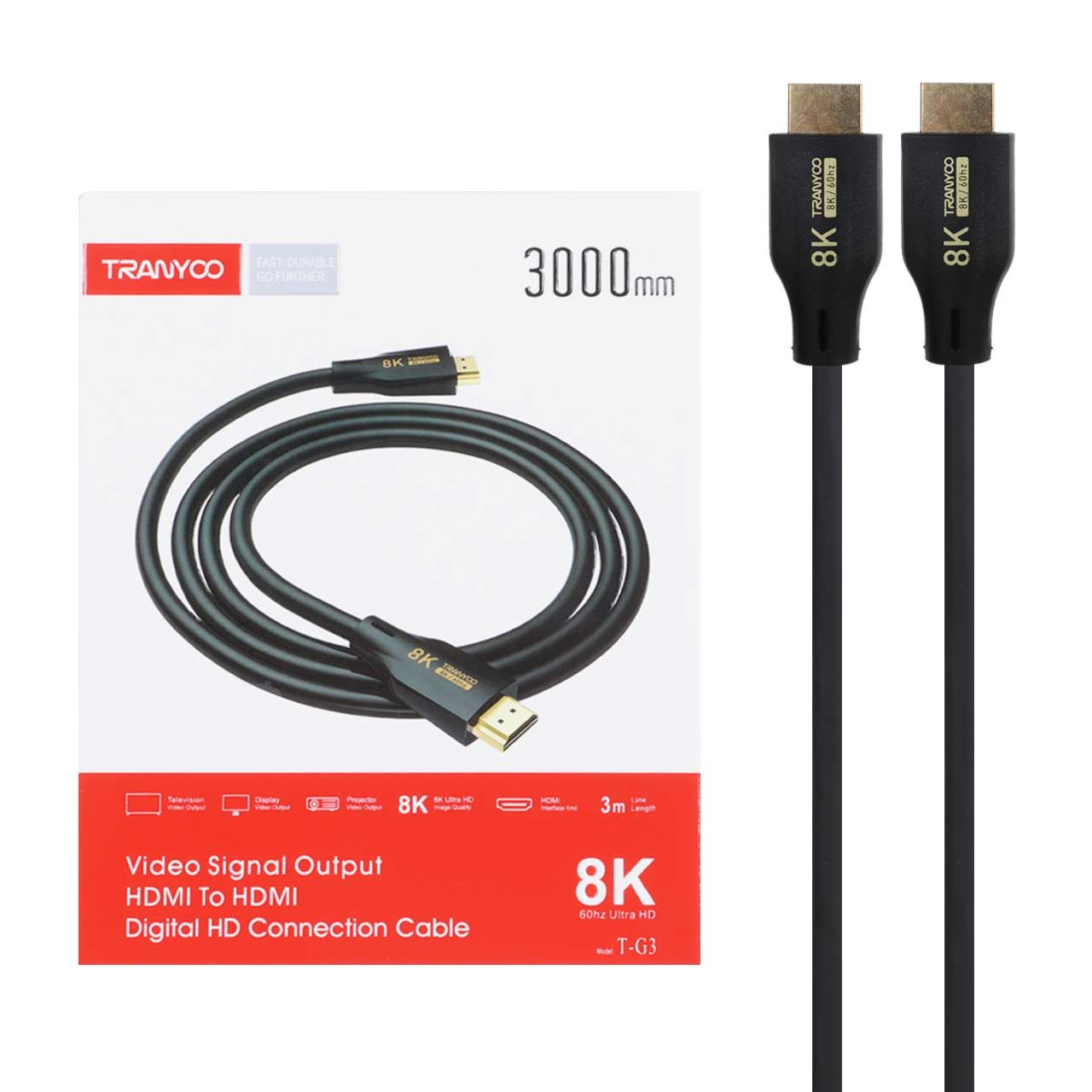 Tranyoo T-G3 HDMI to HDMI 18K/60Hz Cable, 3M Black