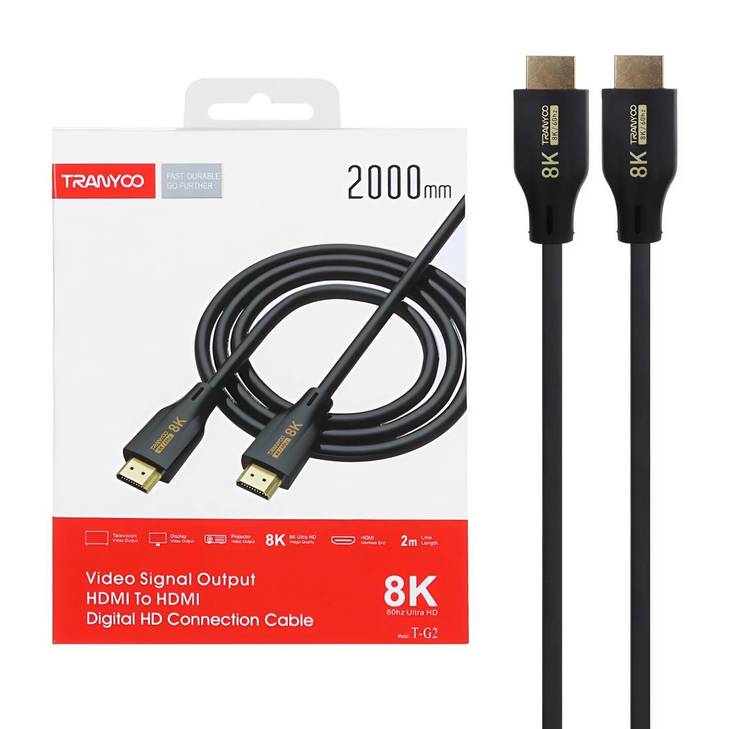 Tranyoo T-G2 HDMI to HDMI 18K/60Hz Cable, 2M Black