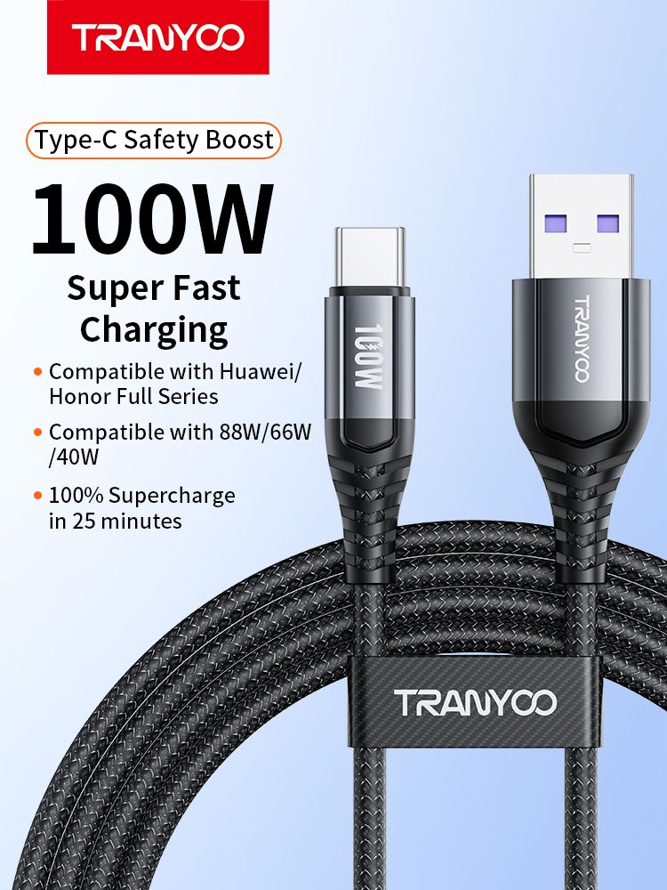 Tranyoo T-S16C-Pro USB to Type-C 100W Fast Charging Cable, 2M