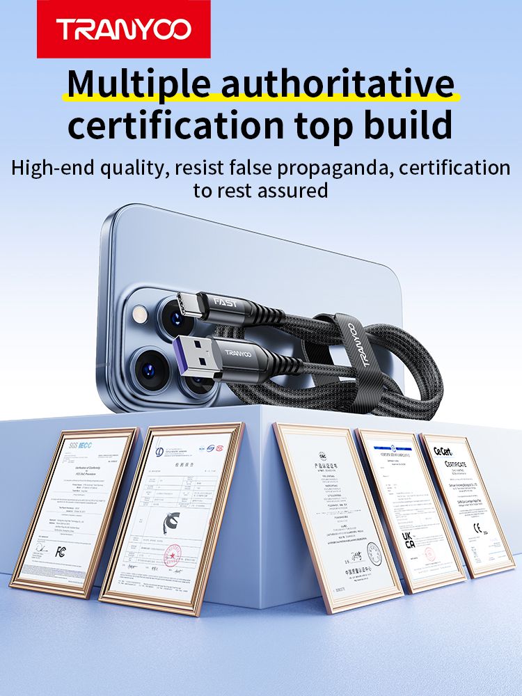 Tranyoo T-S16C-Pro USB to Type-C 100W Fast Charging Cable, 2M