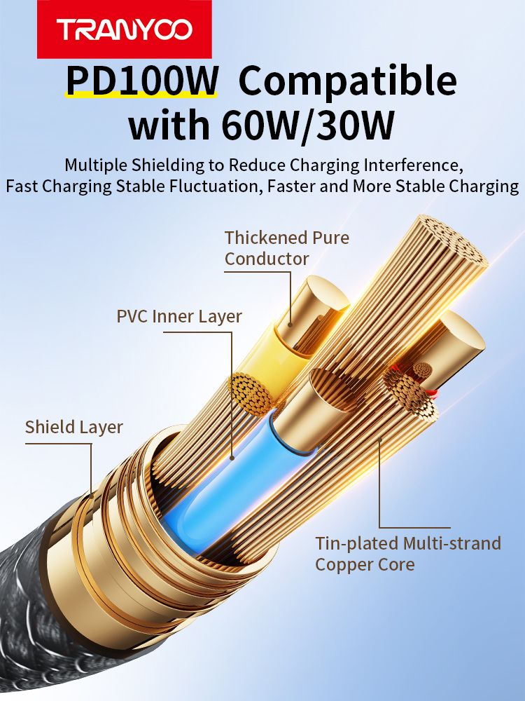 Tranyoo T-S16C USB to Type-C 5A Fast Charging Cable, 2M