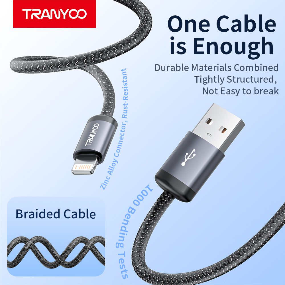 Tranyoo T-S2I USB to Lightning Cable, 2M