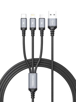 Tranyoo T-XS6 3 in 1 USB Metal Braided Cable, 1.2M