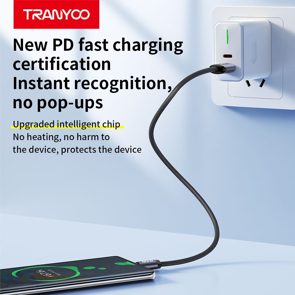 Tranyoo T-P21 Type-C to Type-C Cable, 1M Black