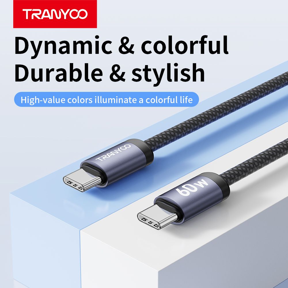 Tranyoo T-P21 Type-C to Type-C Cable, 1M Black