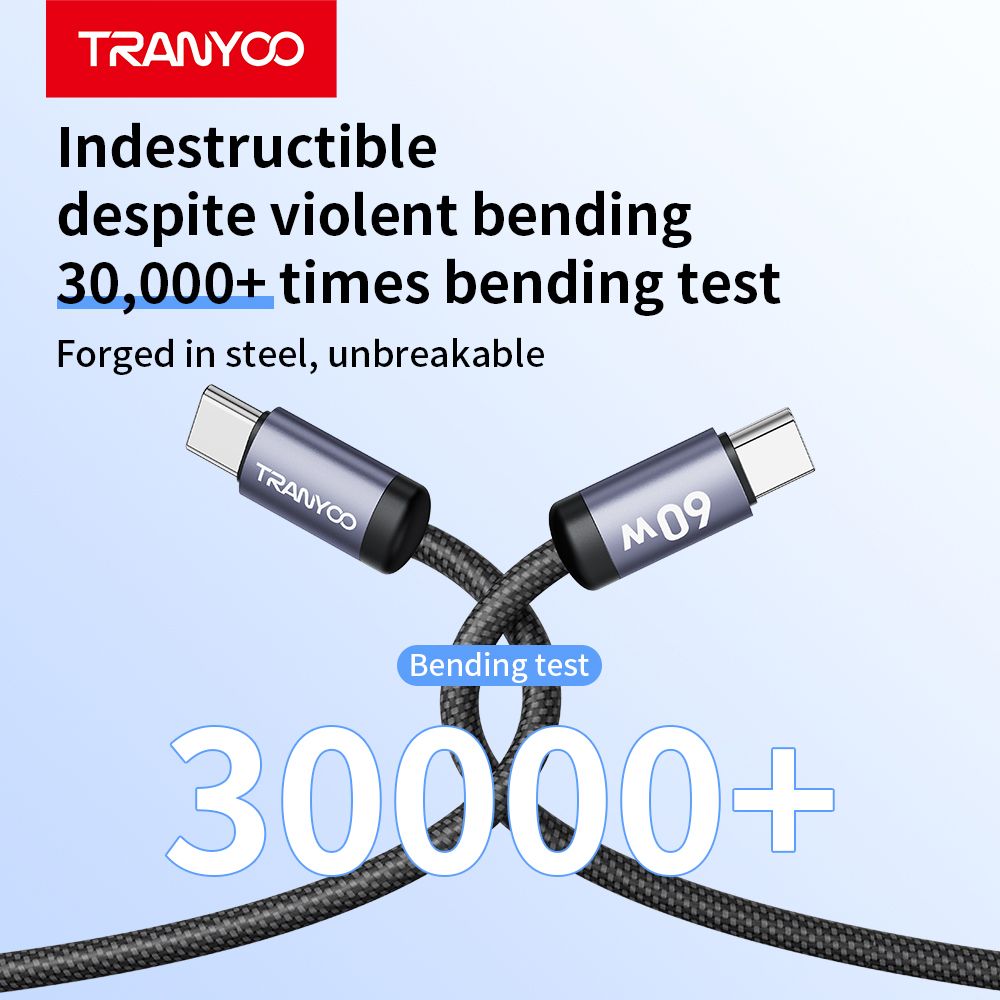 Tranyoo T-P21 Type-C to Type-C Cable, 1M Black