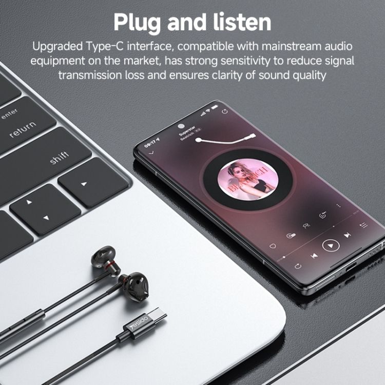 Yesido YH49 Hevy Bass Type-C Headphones, 1.2M Black