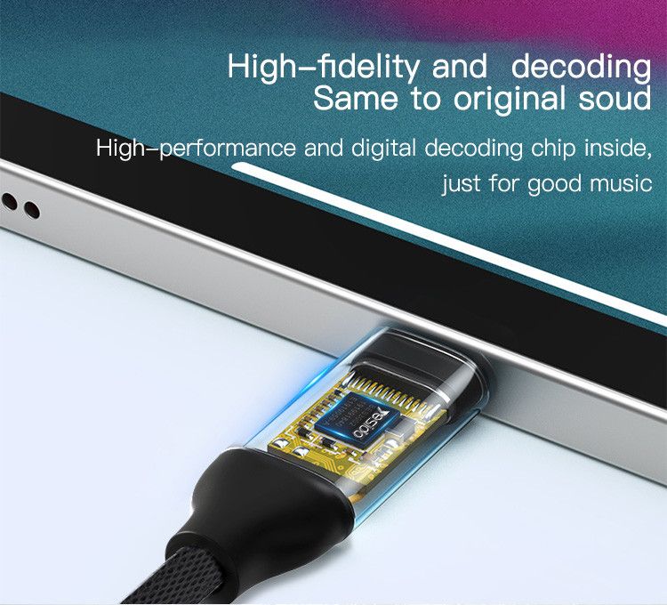 Yesido YAU19 Type-C to 3.5mm Audio Cable, 0.12M