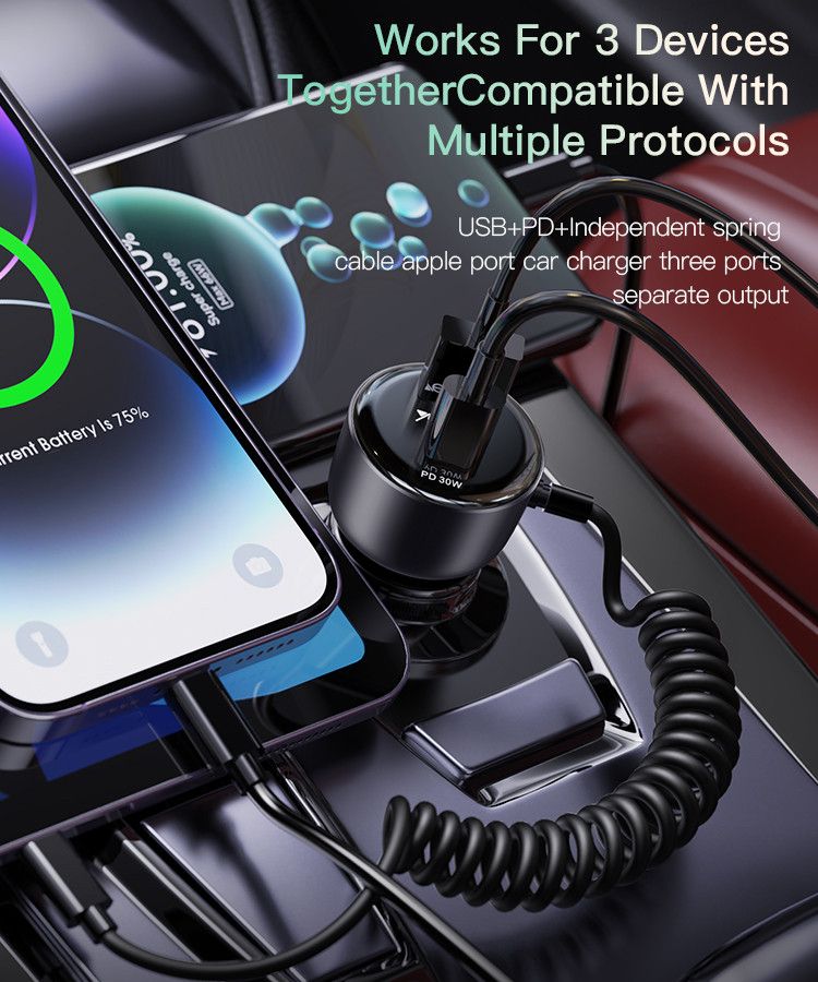 Yesido Y57 USB-C 30W+USB-A QC3.0 18W Car Charger