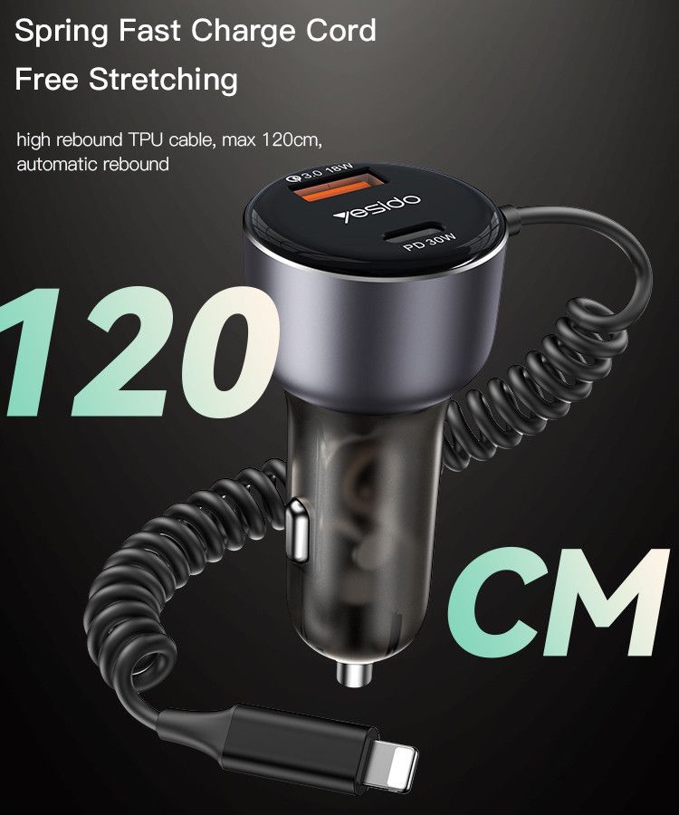 Yesido Y57 USB-C 30W+USB-A QC3.0 18W Car Charger