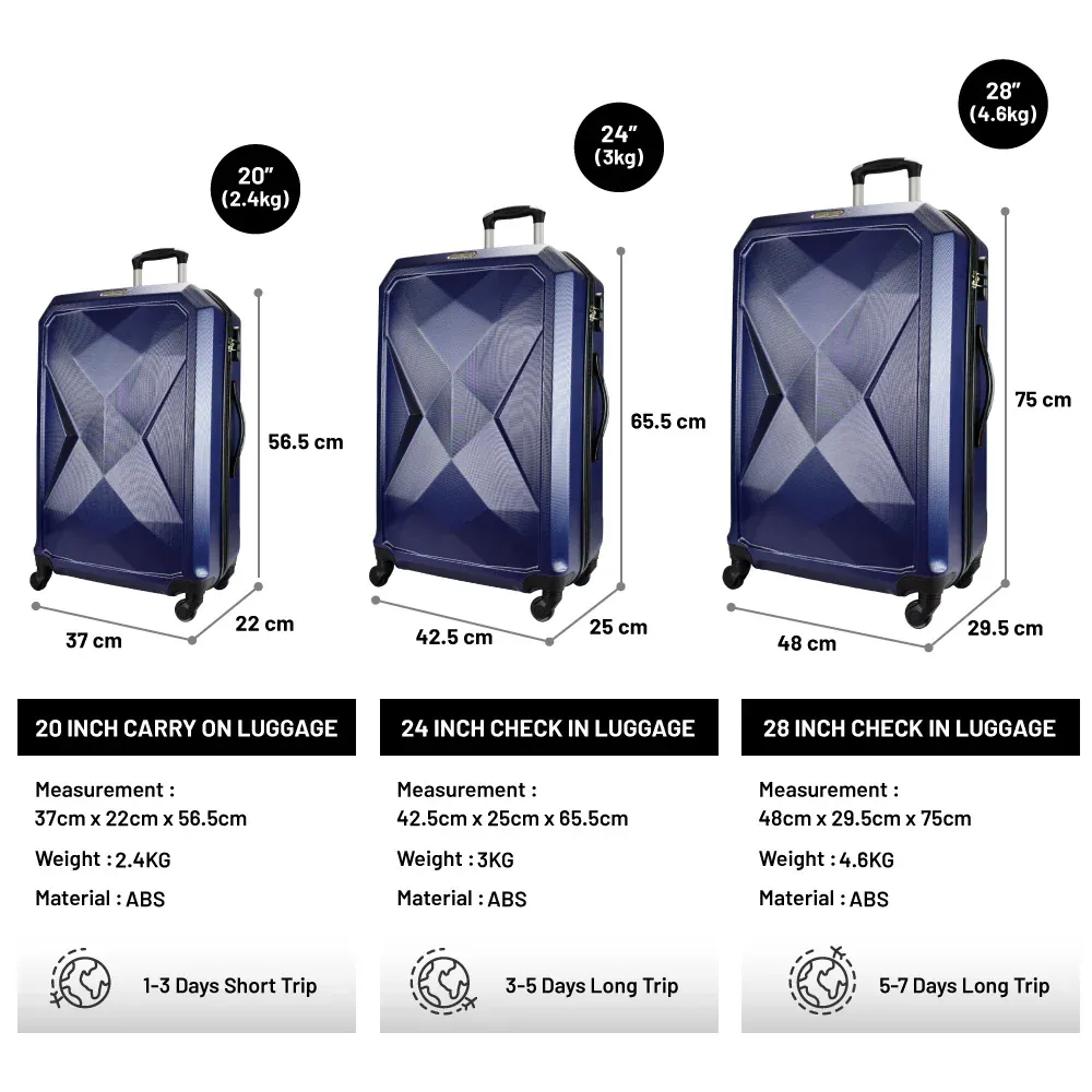 Urbanlite Rubik 28inch Hardcase Luggage, Midnight Blue