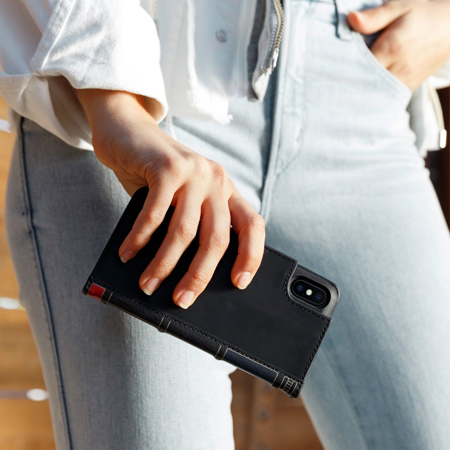 Twelve South iPhone X BookBook 3-in-1 Leather Wallet Case, Black