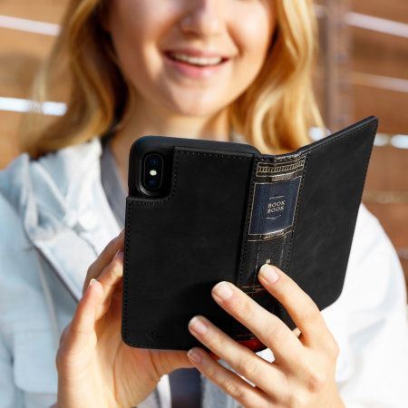 Twelve South iPhone X BookBook 3-in-1 Leather Wallet Case, Black