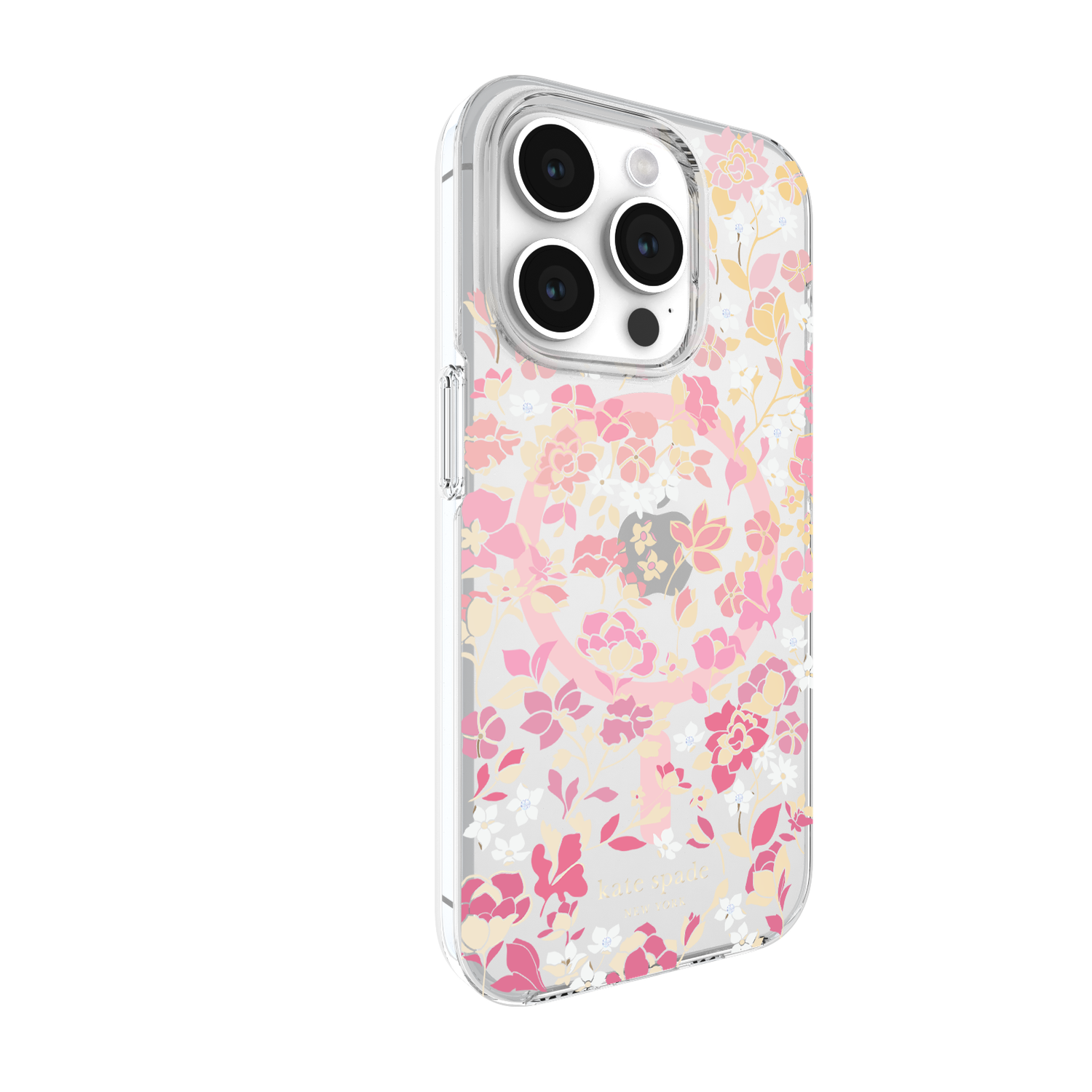 KSNY iPhone 15 Pro Max Protective Hardshell Case with MagSafe, Flowerbed Pink Om