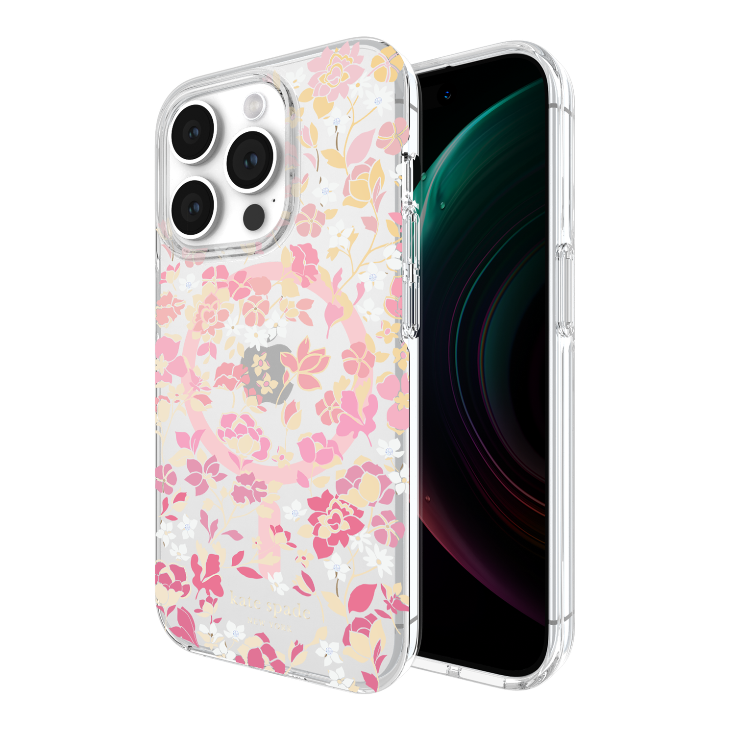 KSNY iPhone 15 Pro Max Protective Hardshell Case with MagSafe, Flowerbed Pink Om