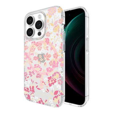 KSNY iPhone 15 Pro Max Protective Hardshell Case with MagSafe, Flowerbed Pink Om