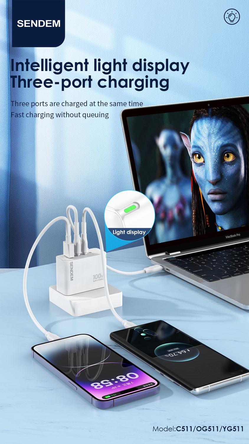 SENDEM QC03 Multi Function Global GaN Charger 100W