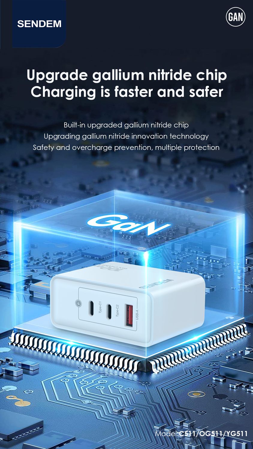 SENDEM QC03 Multi Function Global GaN Charger 100W