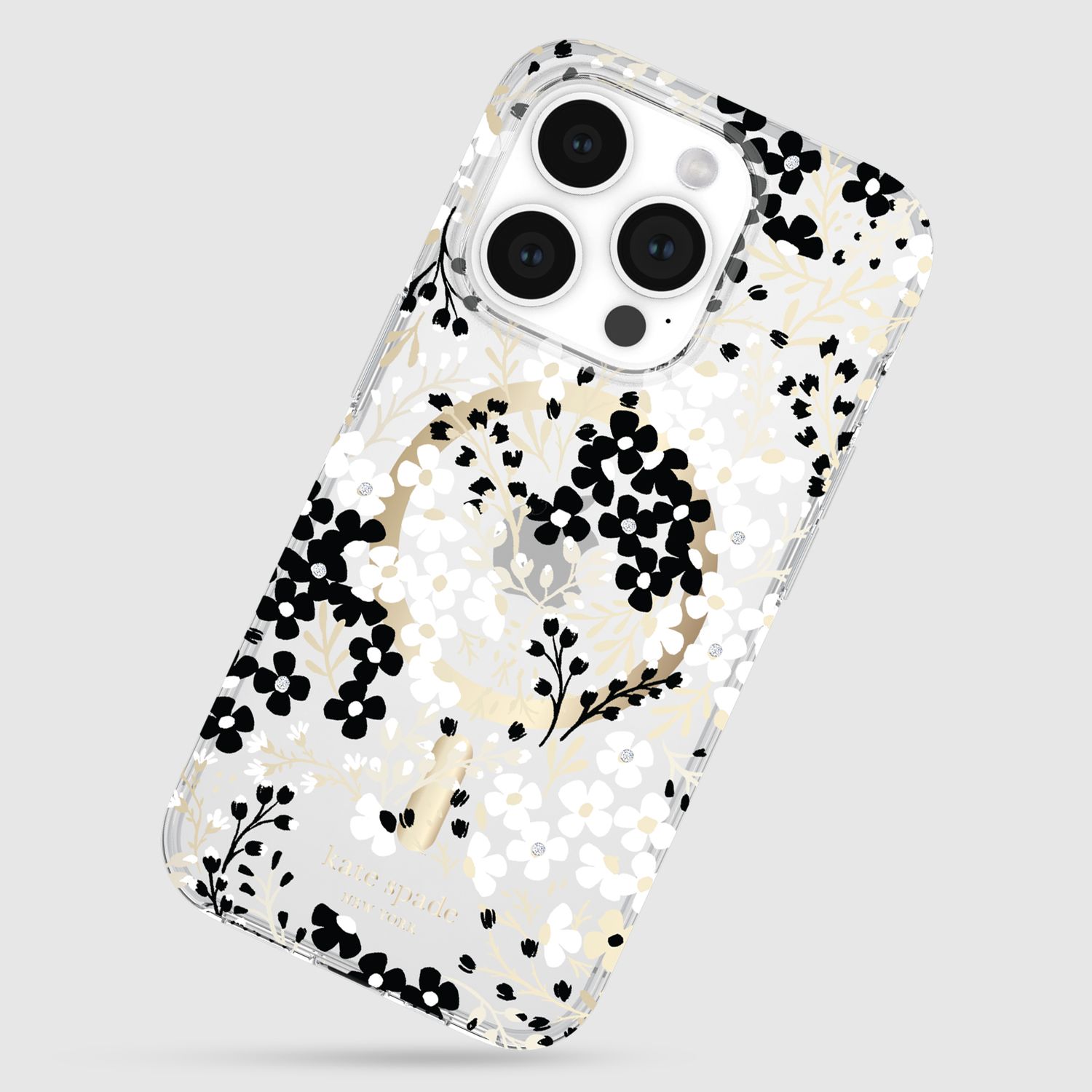 KSNY iPhone 15 Pro Max Protective Hardshell Case with MagSafe, Multi Floral/Blac