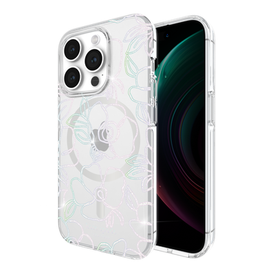 KSNY iPhone 15 Pro Protective Hardshell Case with MagSafe,Modern Floral Glitter KSNY iPhone 15 Pro Protective Hardshell Case with MagSafe,Modern Floral Glitter