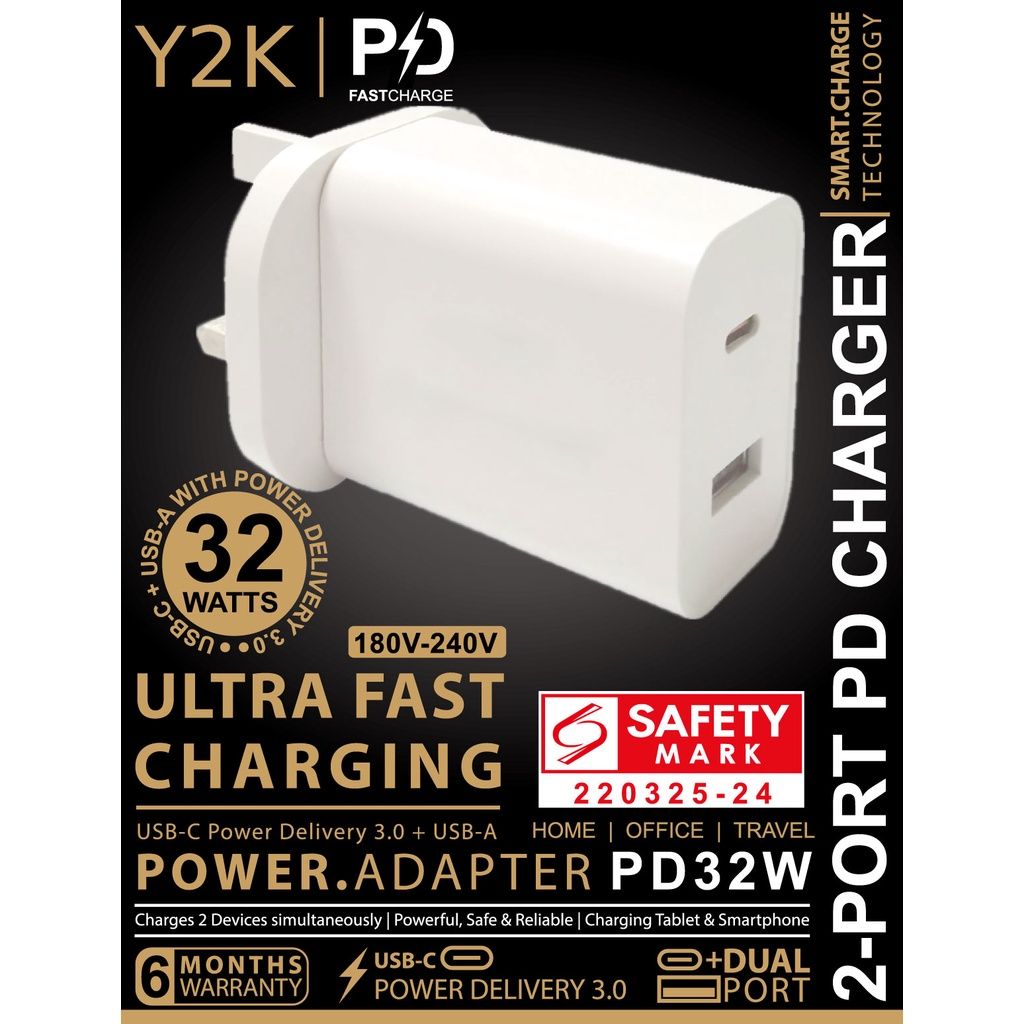 Y2K Ultra Fast Charging Adapter 65W, 1A2C