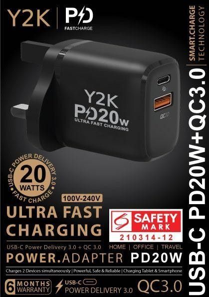 Y2K 20W Power Adapter 1A1C � Black