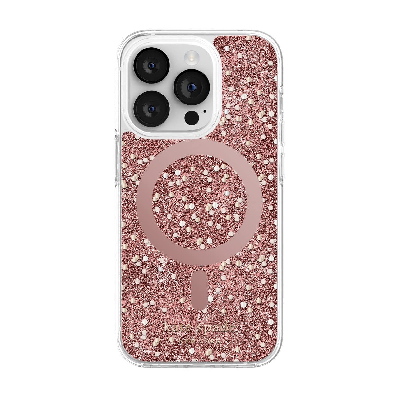 KSNY iPhone 14 Pro Max Protective Hardshell, Chunky Glitter Rose Gold/Rose Gold